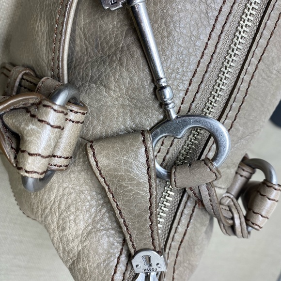 FOSSIL TAUPE PEBBLE-LEATHER SATCHEL - Picture 9 of 13